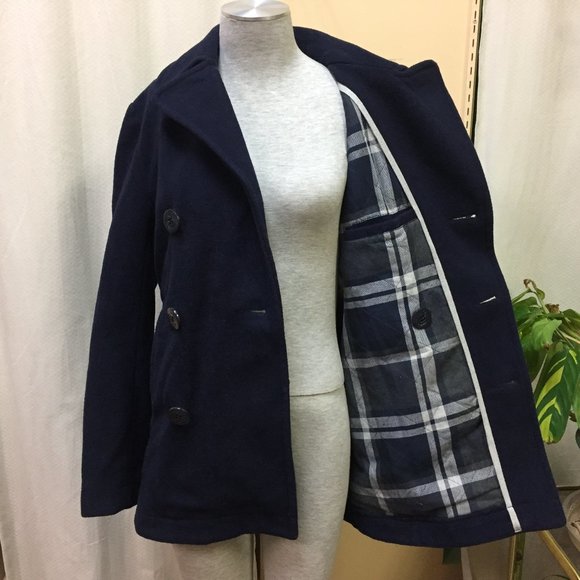 Aeropostale Women's Pea Coat Double Breasted Wool Blend Size XS Navy Blue - Picture 5 of 11